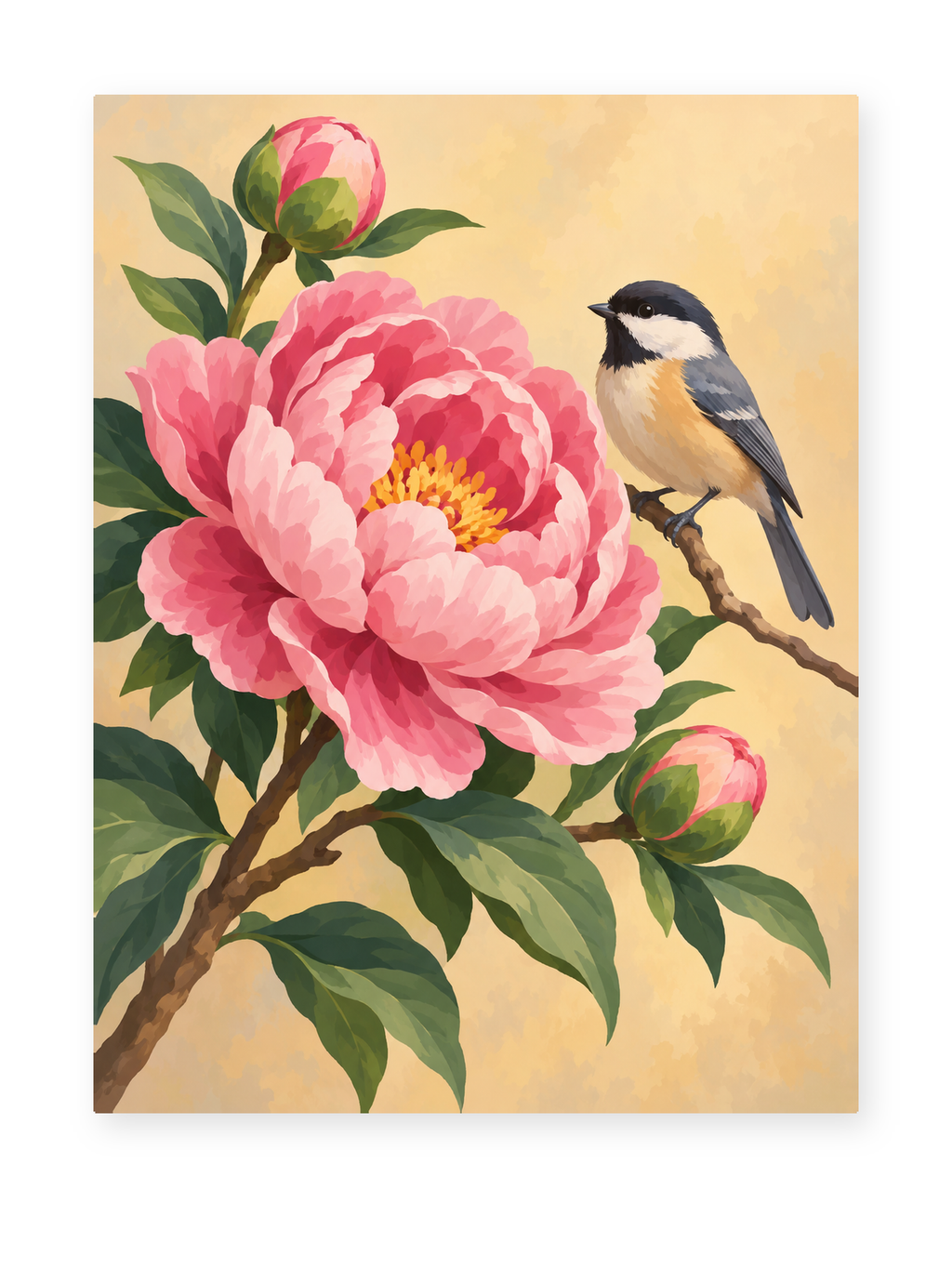 Peony Songbird paint by numbers artwork for adults