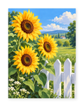 Sunflower Picket Fence paint by numbers artwork for adults