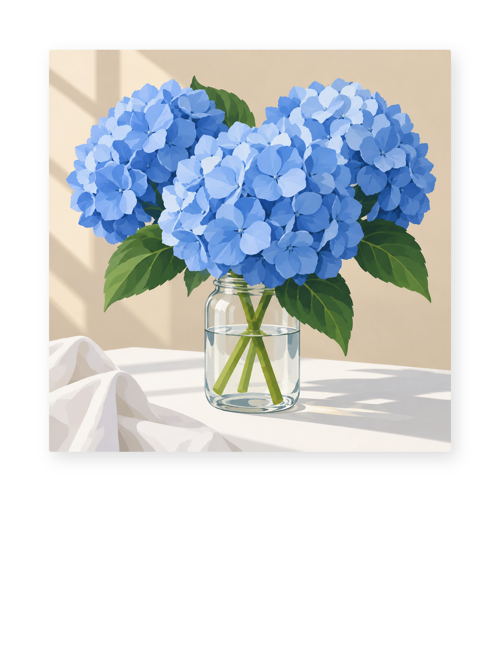 Blue Hydrangeas paint by numbers artwork for adults