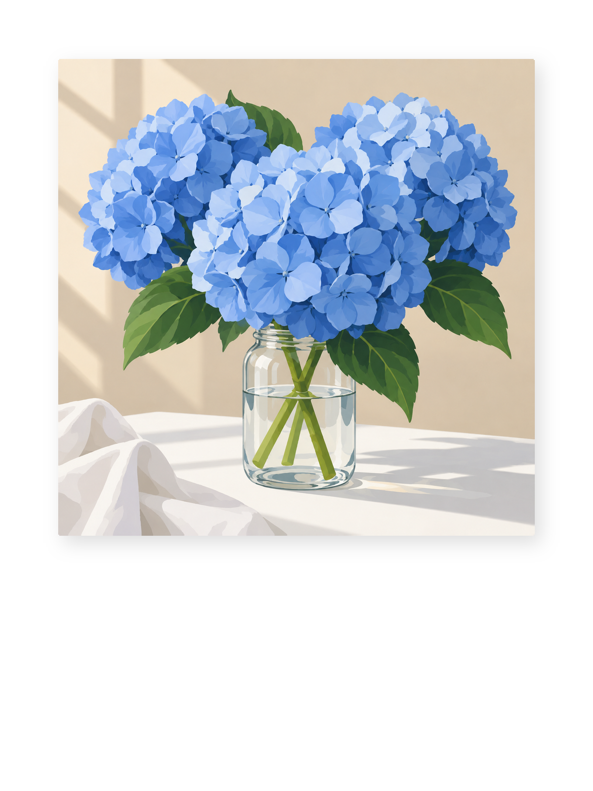 Blue Hydrangeas paint by numbers artwork for adults