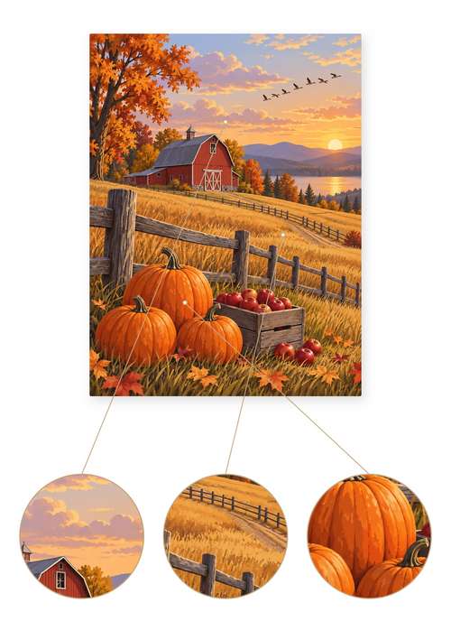 Autumn Harvest Barn finished artwork detail