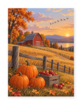 Autumn Harvest Barn paint by numbers artwork for adults