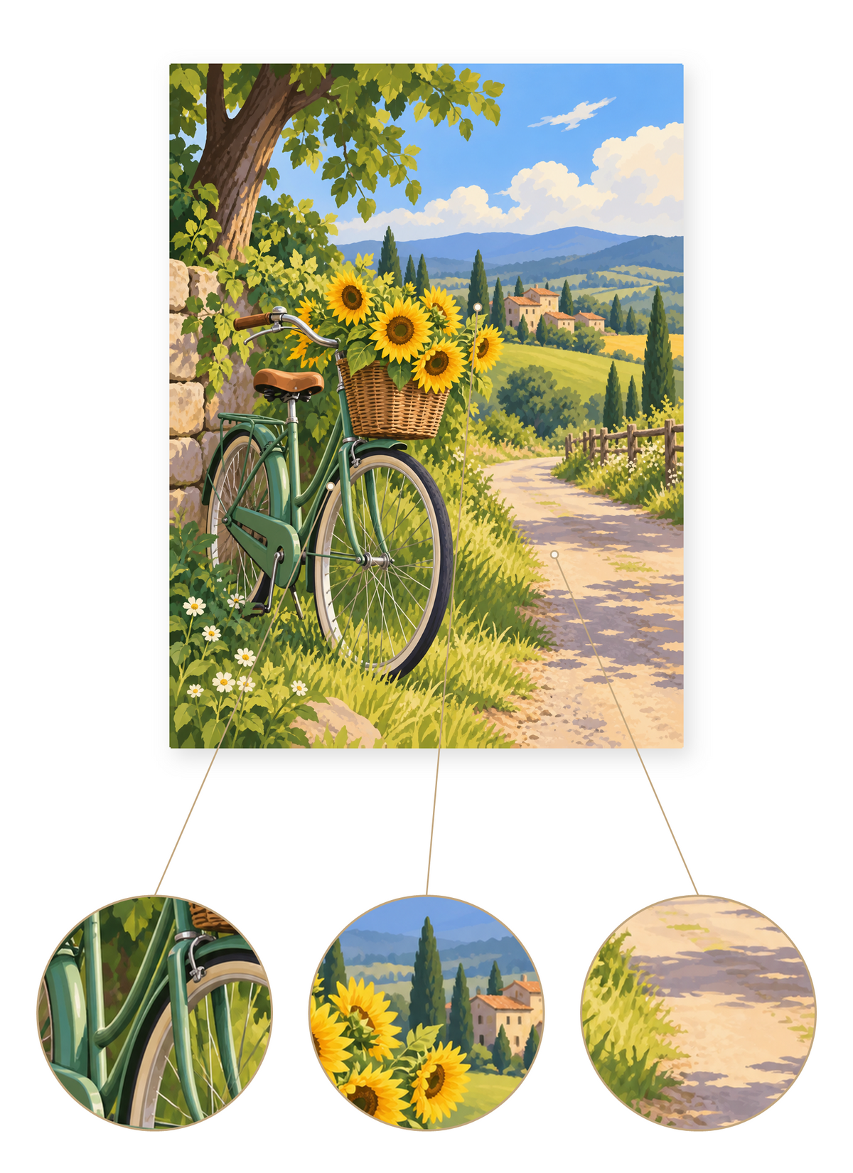 Sunflower Bicycle Path finished artwork detail