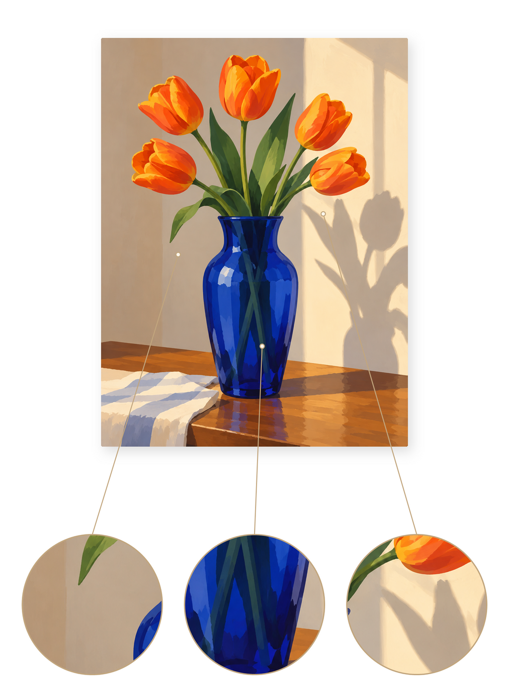 Orange Tulip Vase finished artwork detail