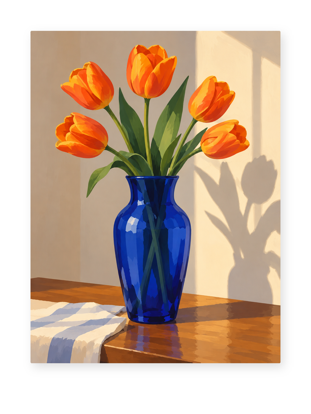 Orange Tulip Vase paint by numbers artwork for adults