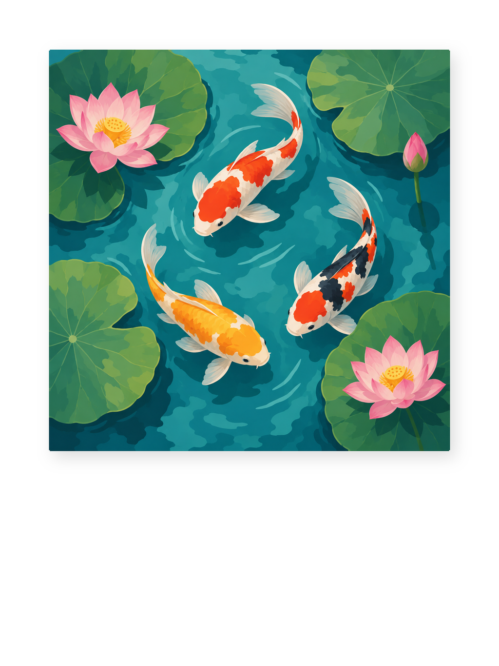 Koi Lotus Pond paint by numbers artwork for adults