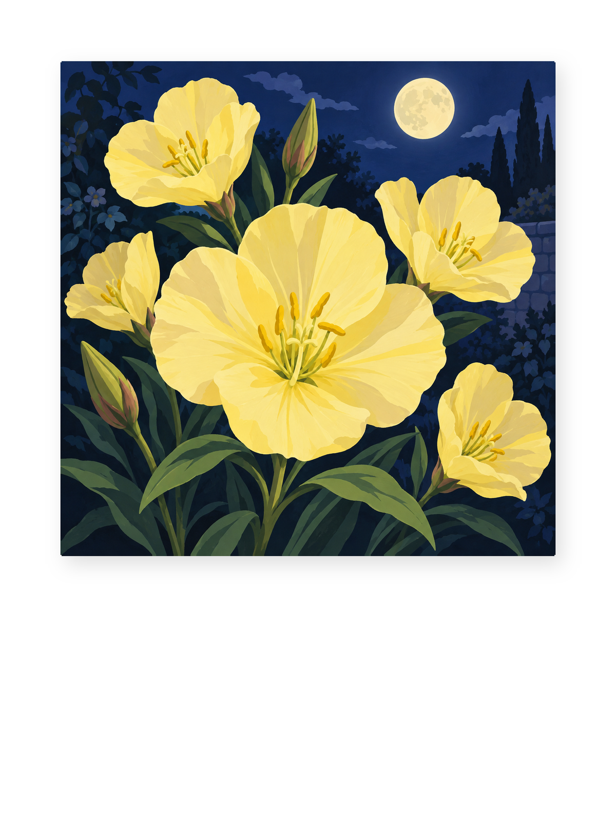 Moonlit Evening Primrose paint by numbers artwork for adults