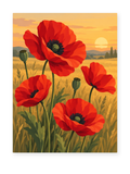 Sunset Poppy Field paint by numbers artwork for adults