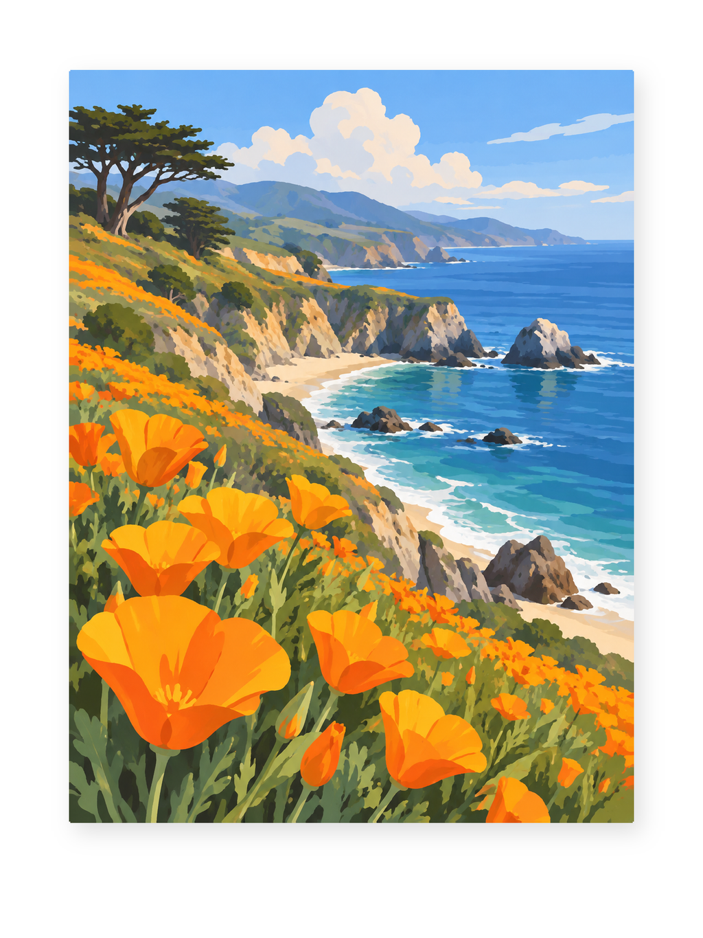 California Poppy Coast paint by numbers artwork for adults