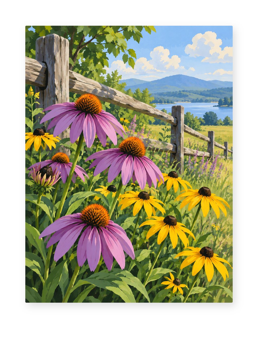 Coneflower Meadow paint by numbers artwork for adults