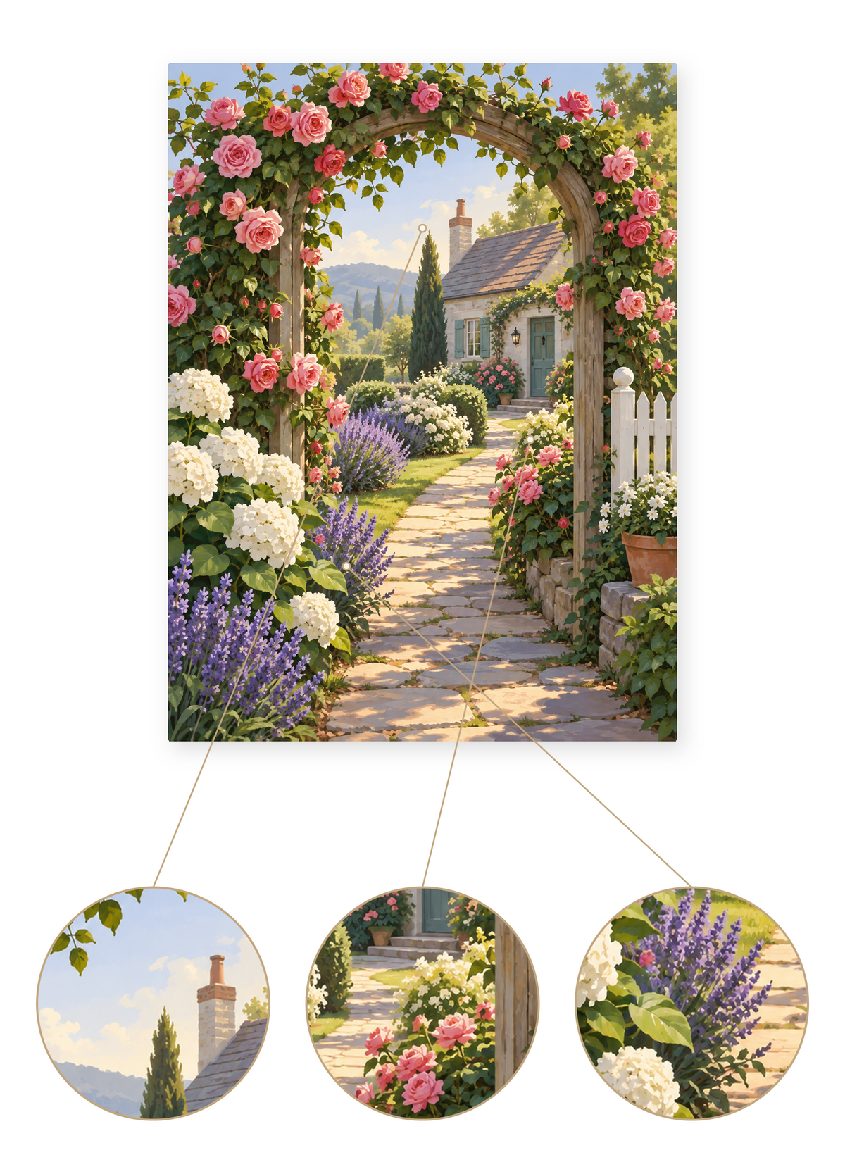 Rose Arbor Cottage finished artwork detail