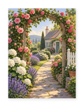 Rose Arbor Cottage paint by numbers artwork for adults