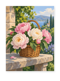 Peony Basket Terrace paint by numbers artwork for adults