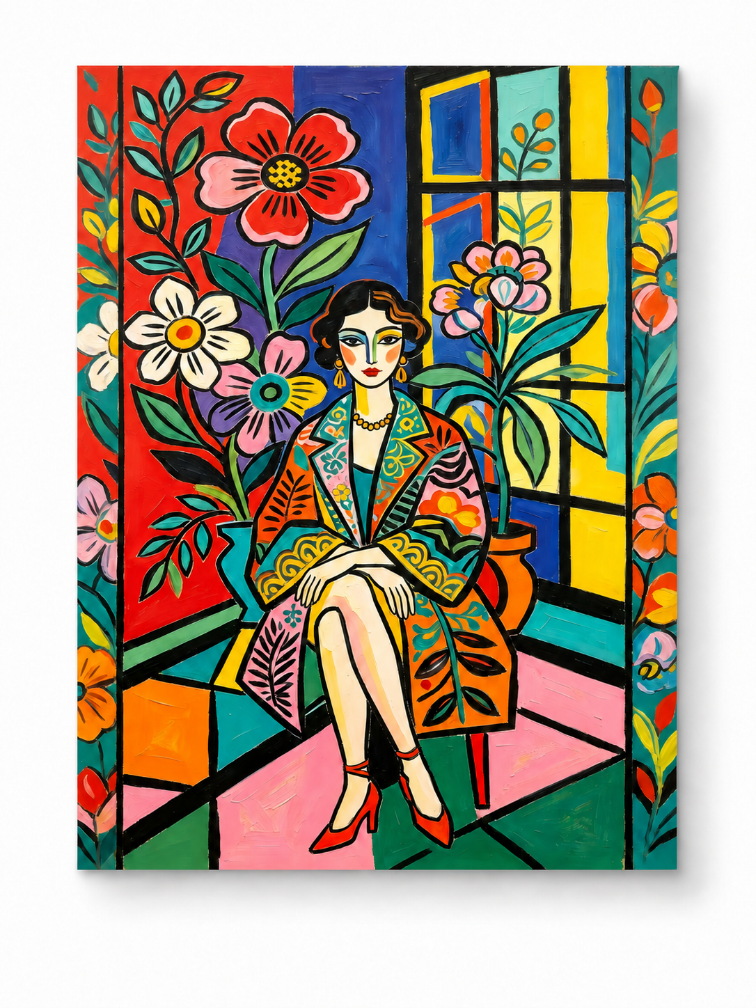 Floral Window Muse paint by numbers artwork for adults