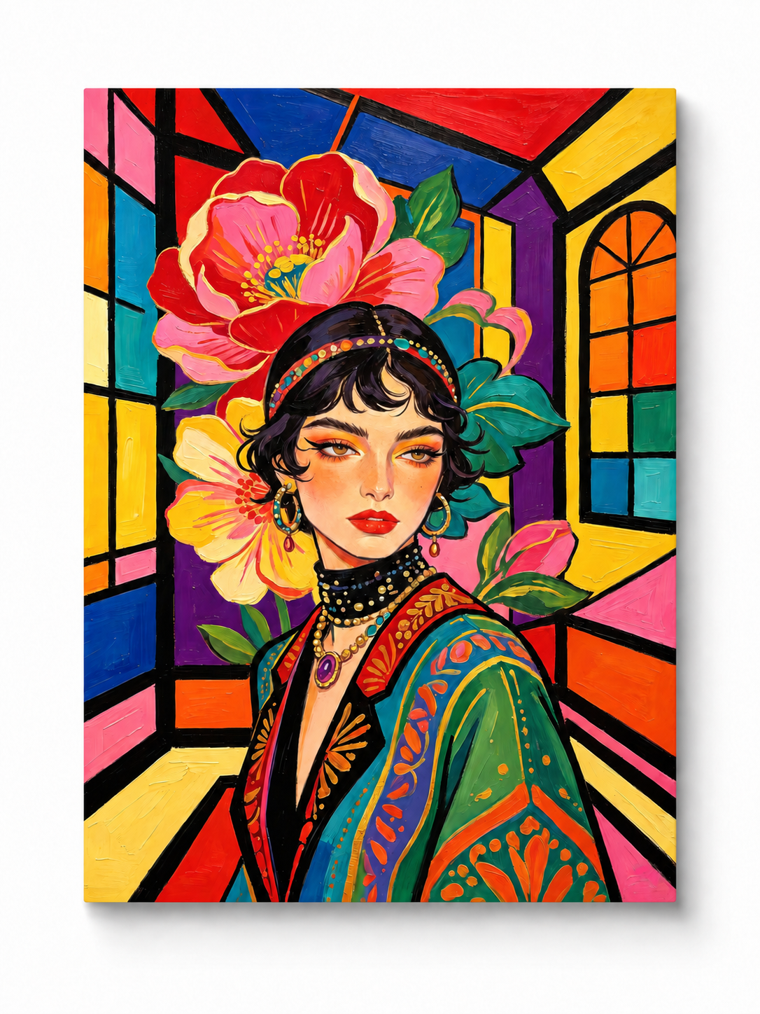 Stained Glass Muse paint by numbers artwork for adults
