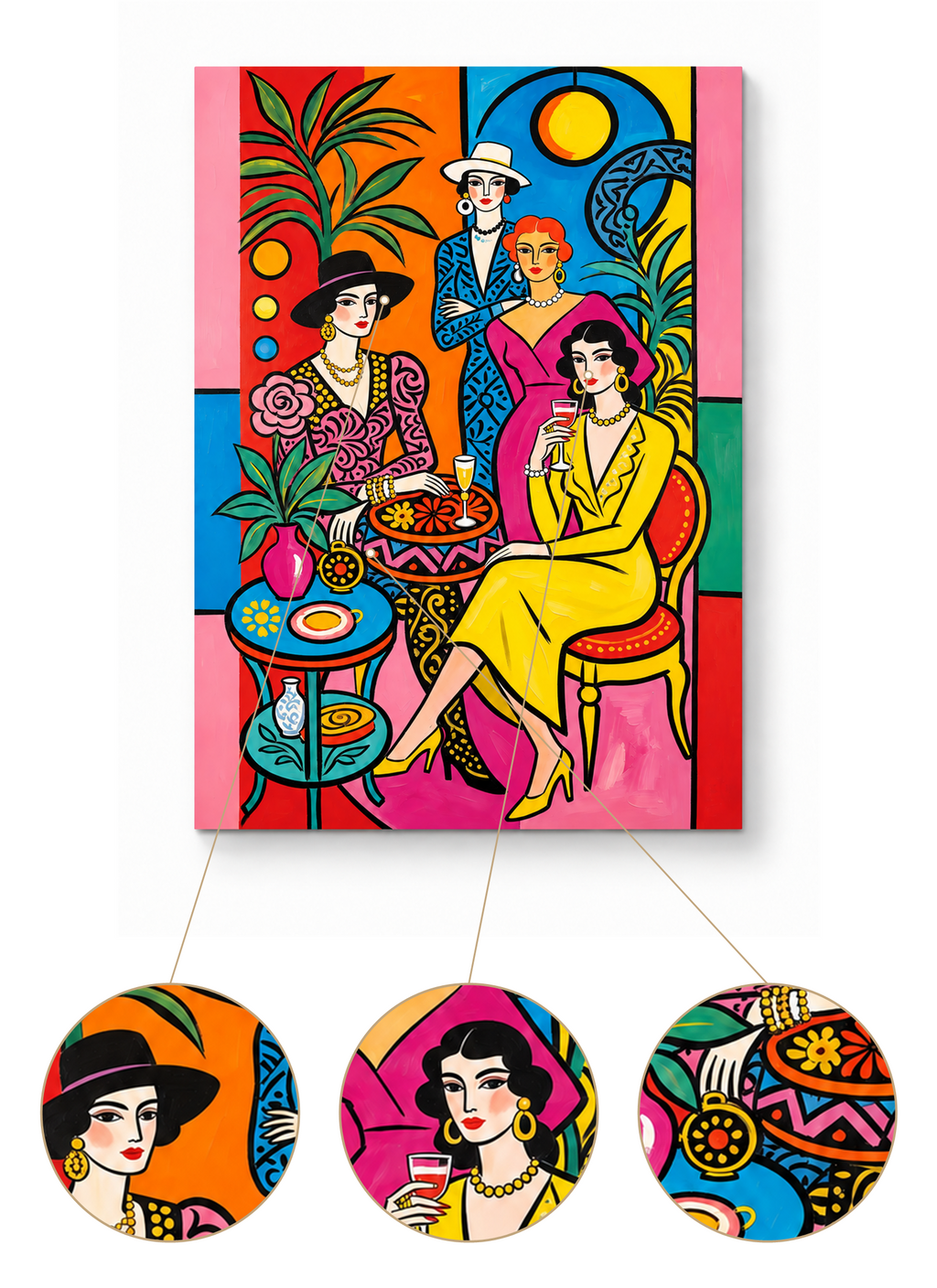 Colorful Tea Party finished artwork detail
