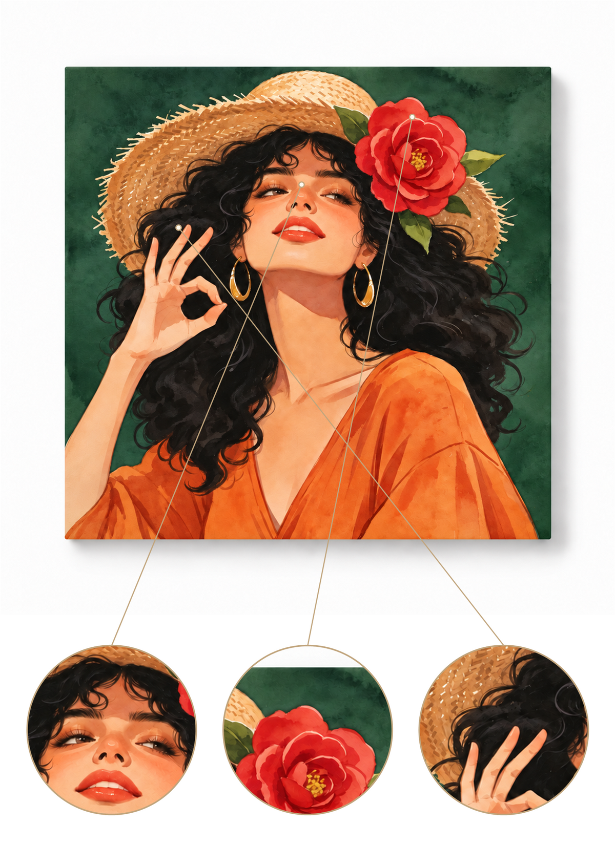 Sunlit Rose Muse finished artwork detail