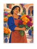 Market Flower Seller portrait paint by numbers artwork for adults