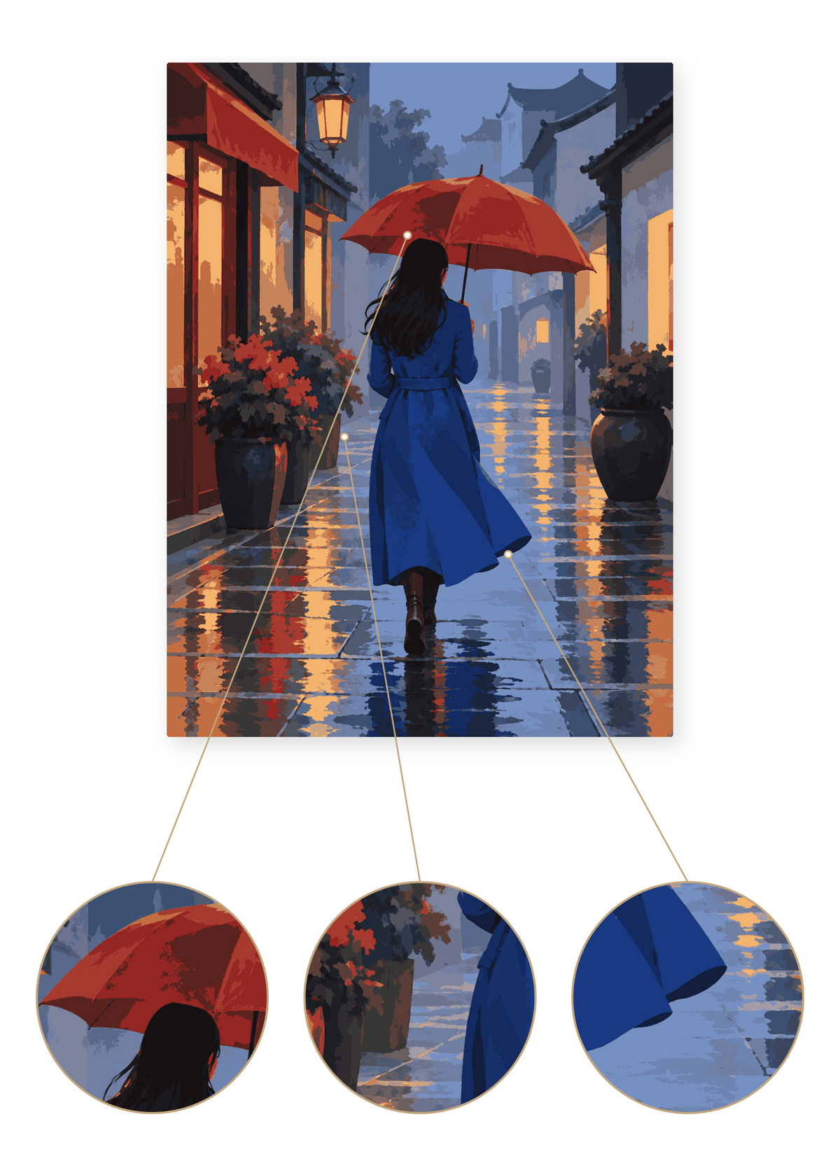 Rainy Street finished portrait artwork detail