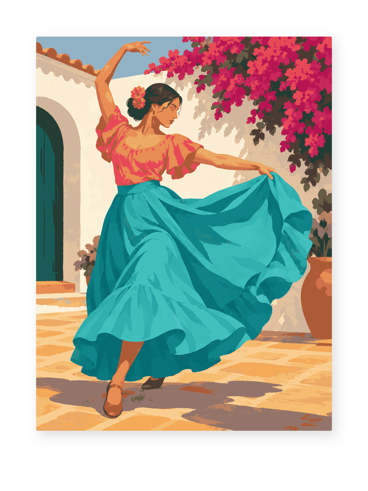 Courtyard Dancer portrait paint by numbers artwork for adults