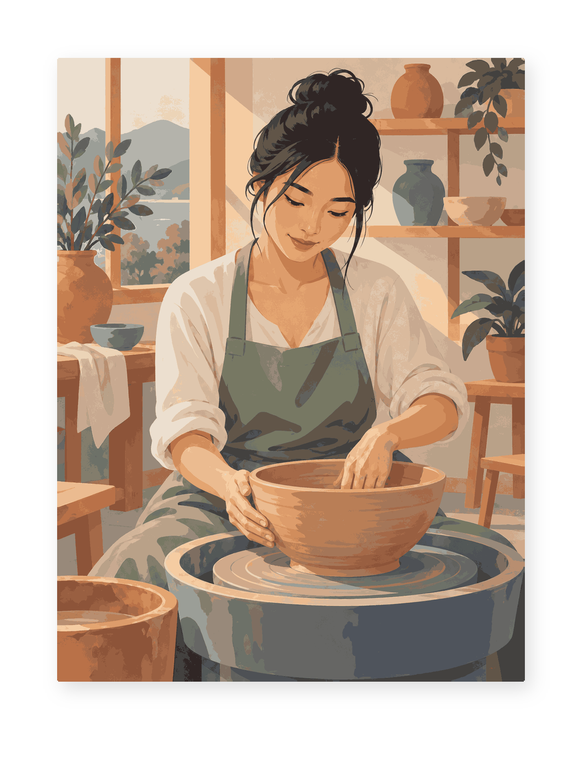 Pottery Studio portrait paint by numbers artwork for adults