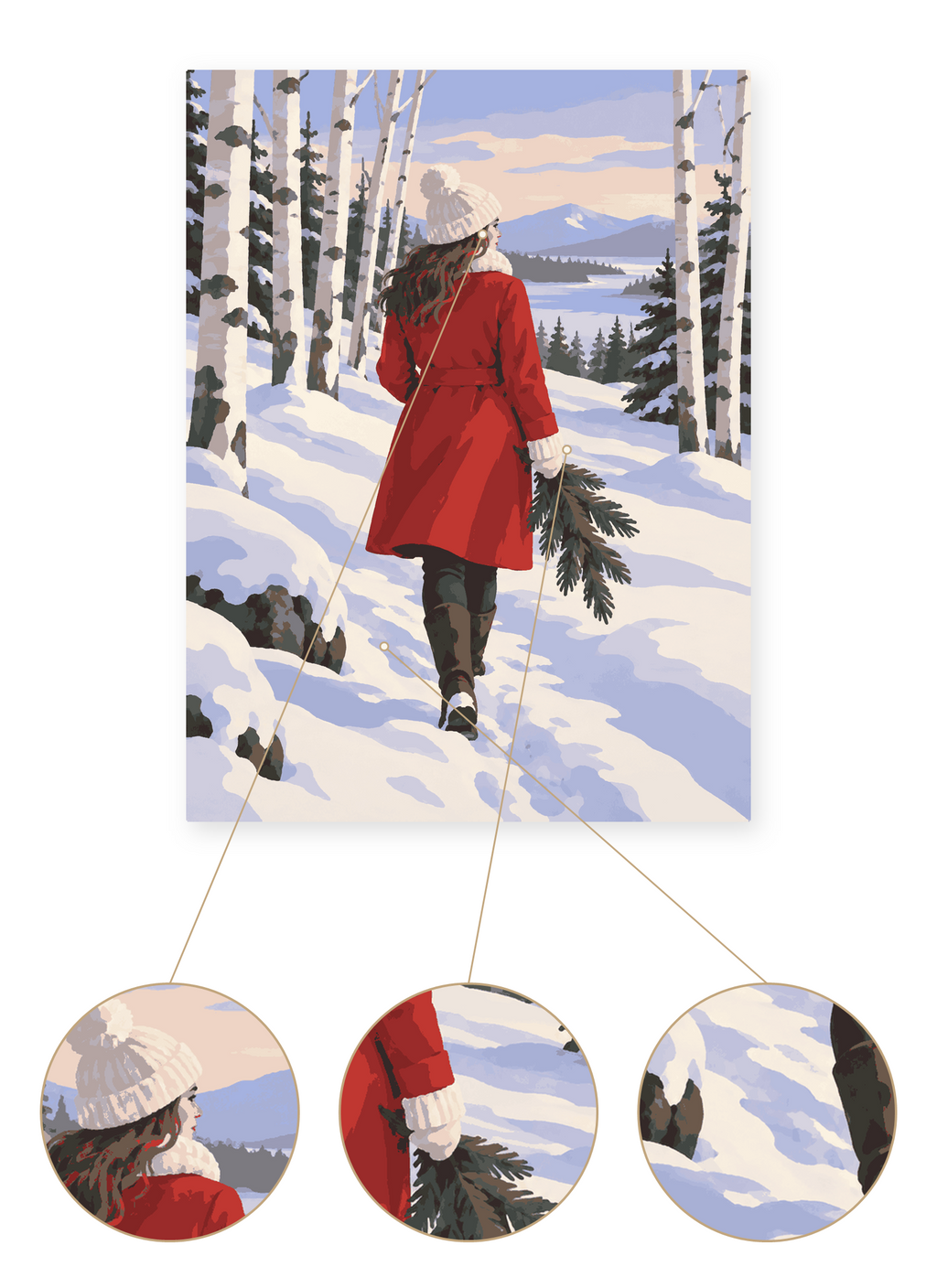 Winter Forest Walk finished portrait artwork detail