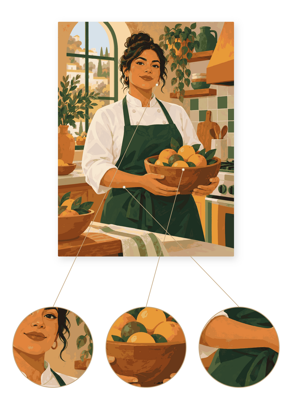 Sunny Kitchen finished portrait artwork detail