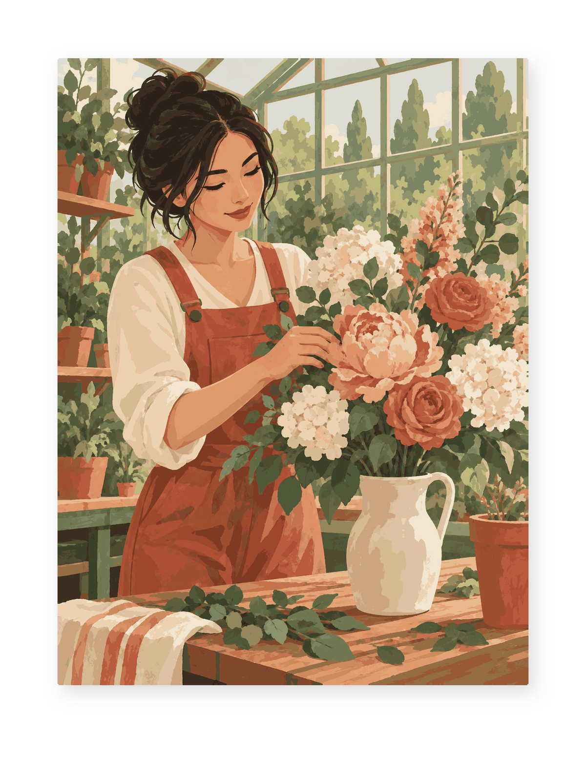 Greenhouse Florist portrait paint by numbers artwork for adults