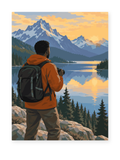 Mountain Lake Photographer portrait paint by numbers artwork for adults