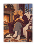 Fireside Knitting portrait paint by numbers artwork for adults