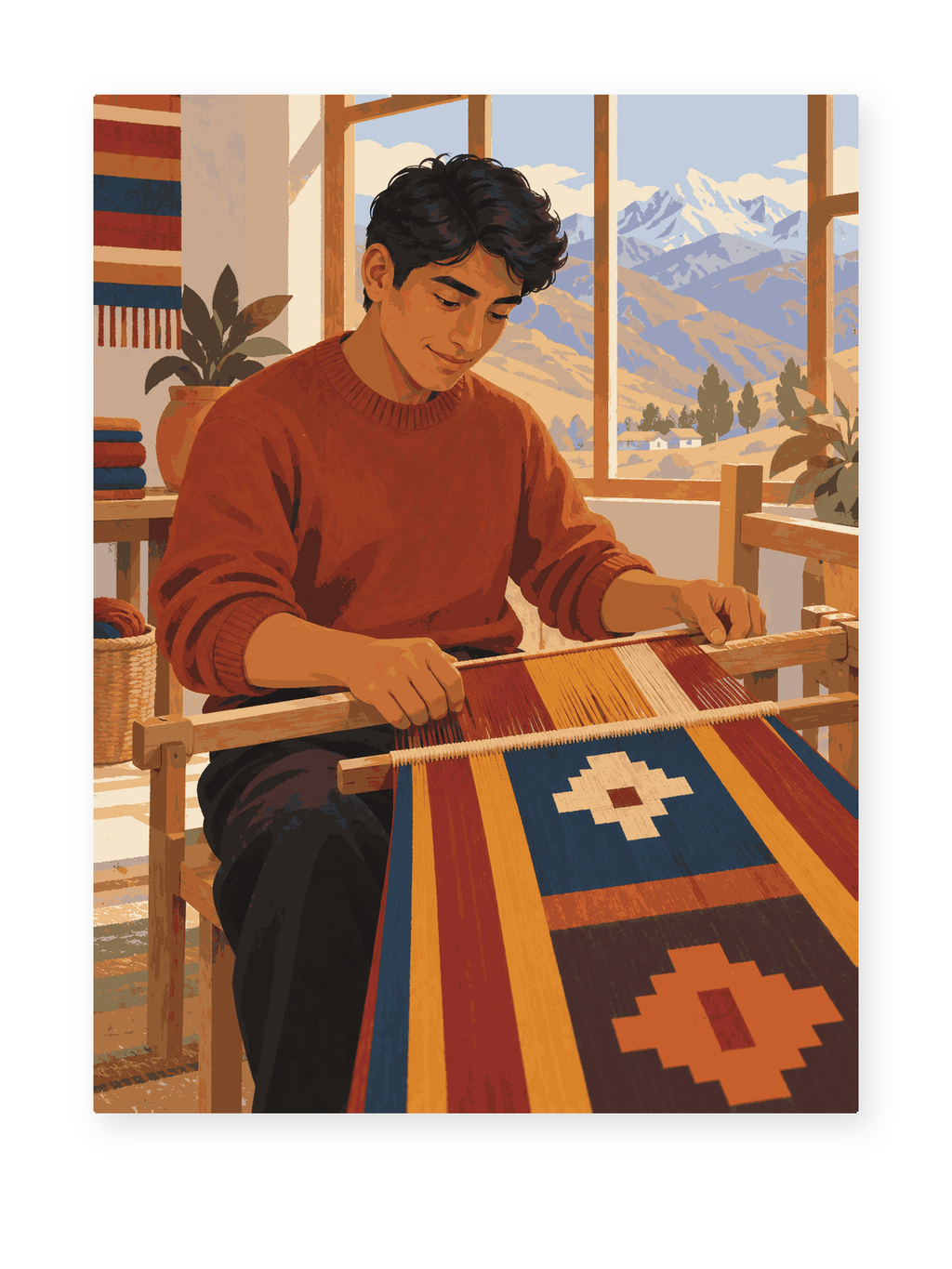 Peruvian Weaver portrait paint by numbers artwork for adults