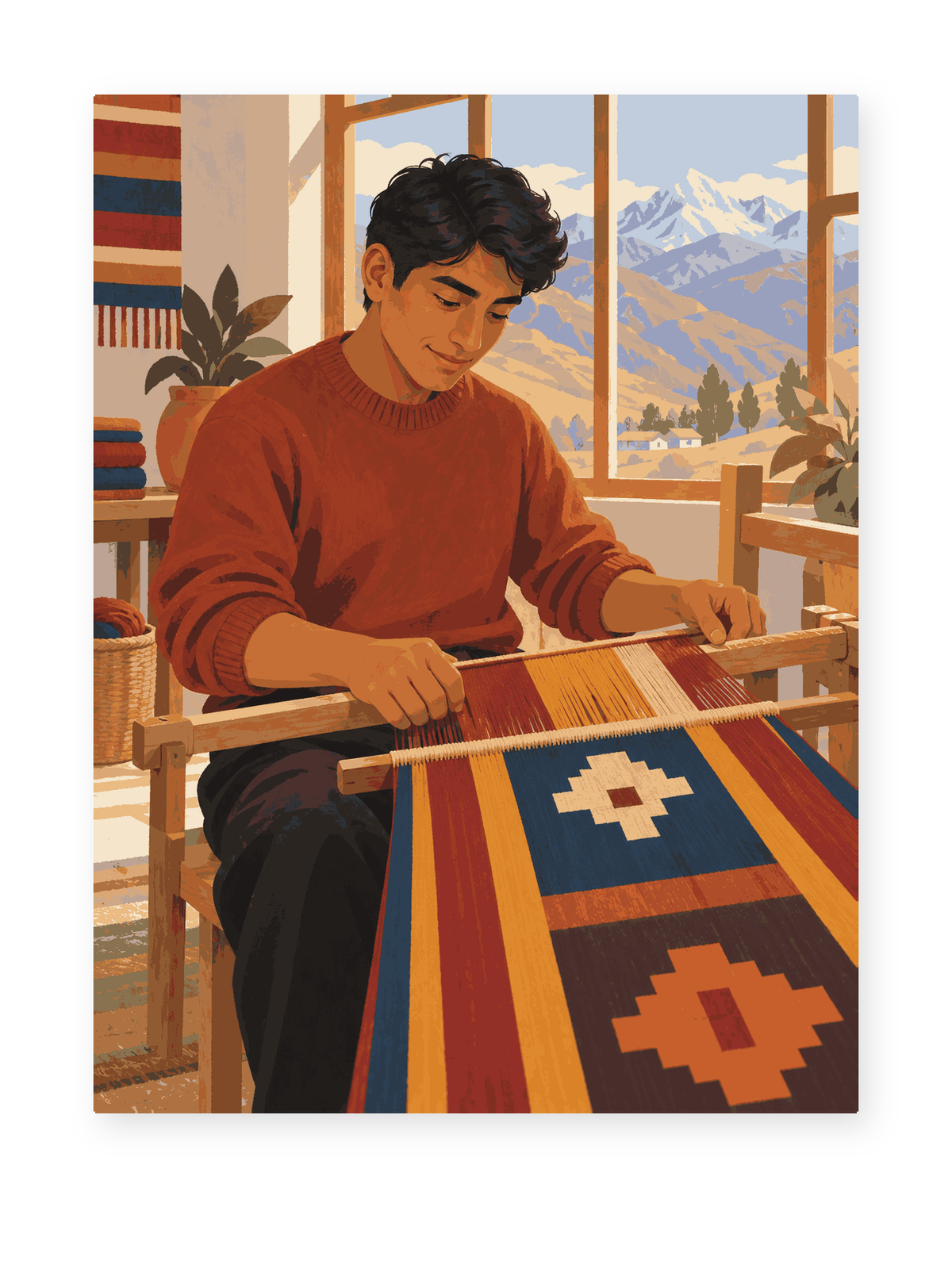 Peruvian Weaver portrait paint by numbers artwork for adults