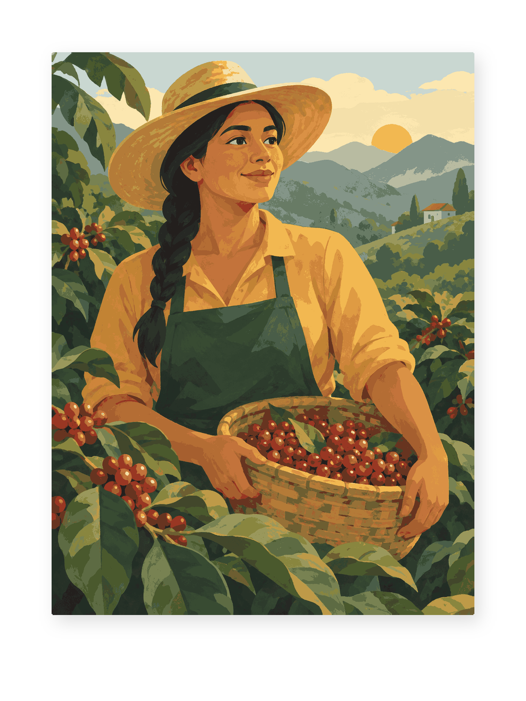 Colombian Coffee Farmer portrait paint by numbers artwork for adults