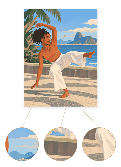 Brazilian Capoeira finished portrait artwork detail