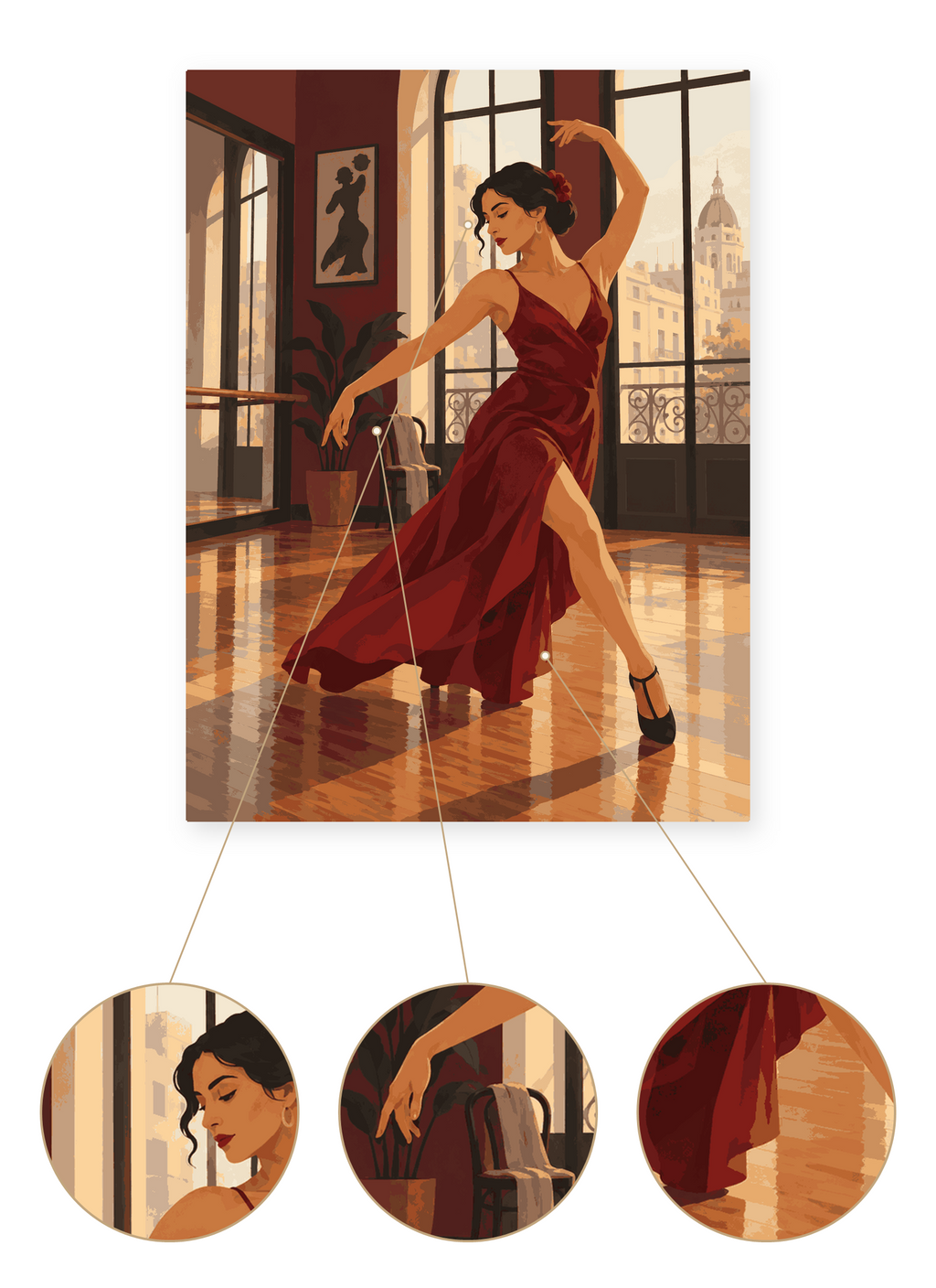 Argentine Tango finished portrait artwork detail