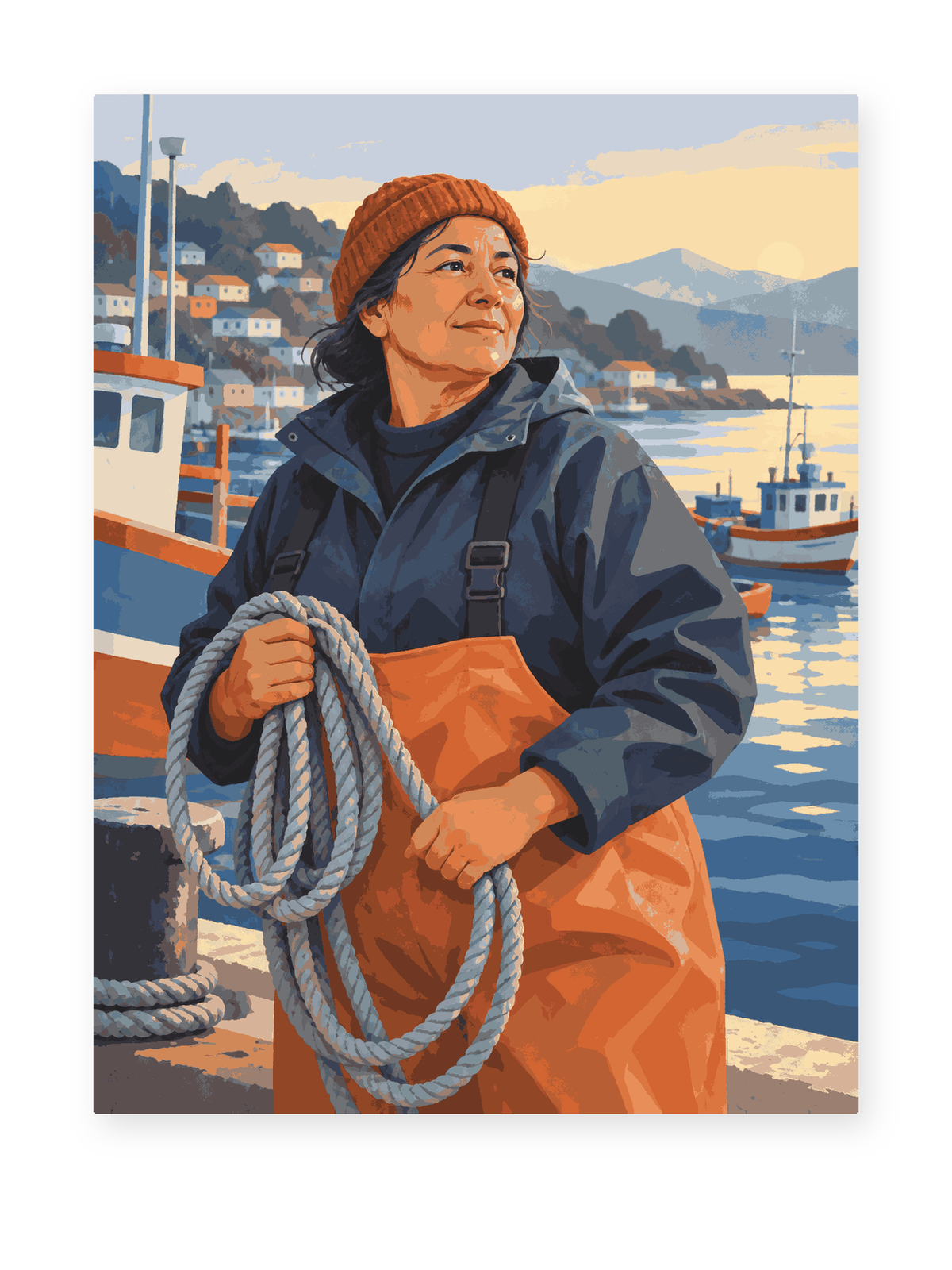 Chilean Harbor Fisher portrait paint by numbers artwork for adults