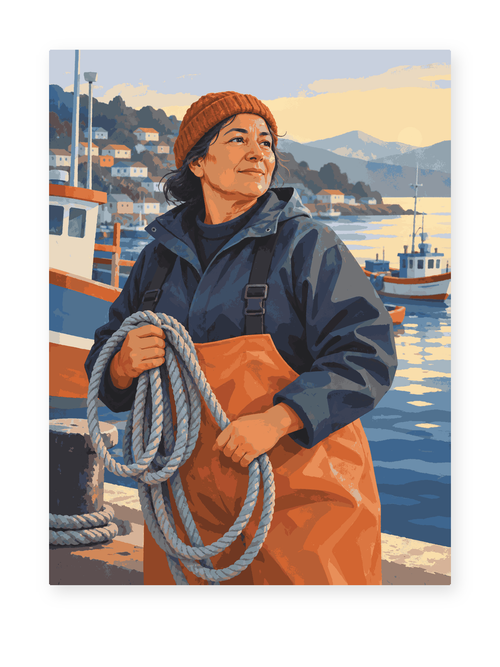 Chilean Harbor Fisher portrait paint by numbers artwork for adults