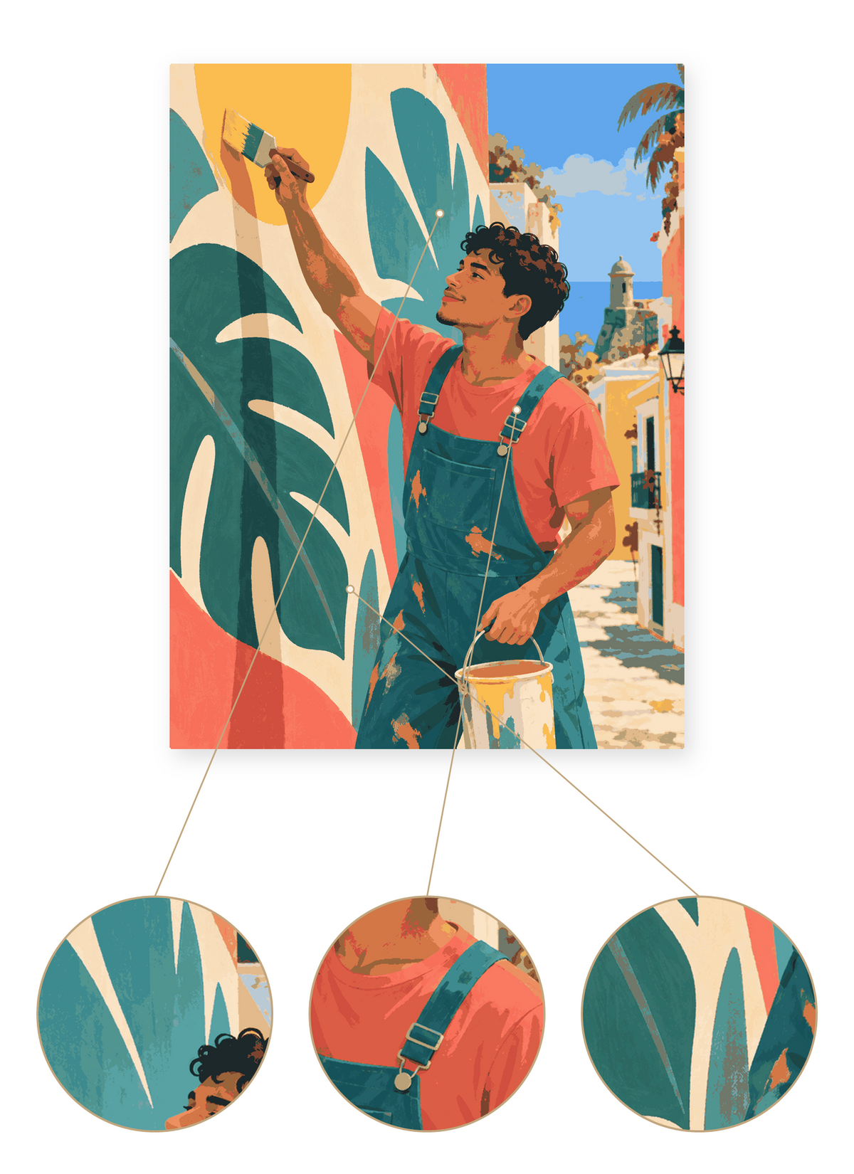 Puerto Rican Muralist finished portrait artwork detail