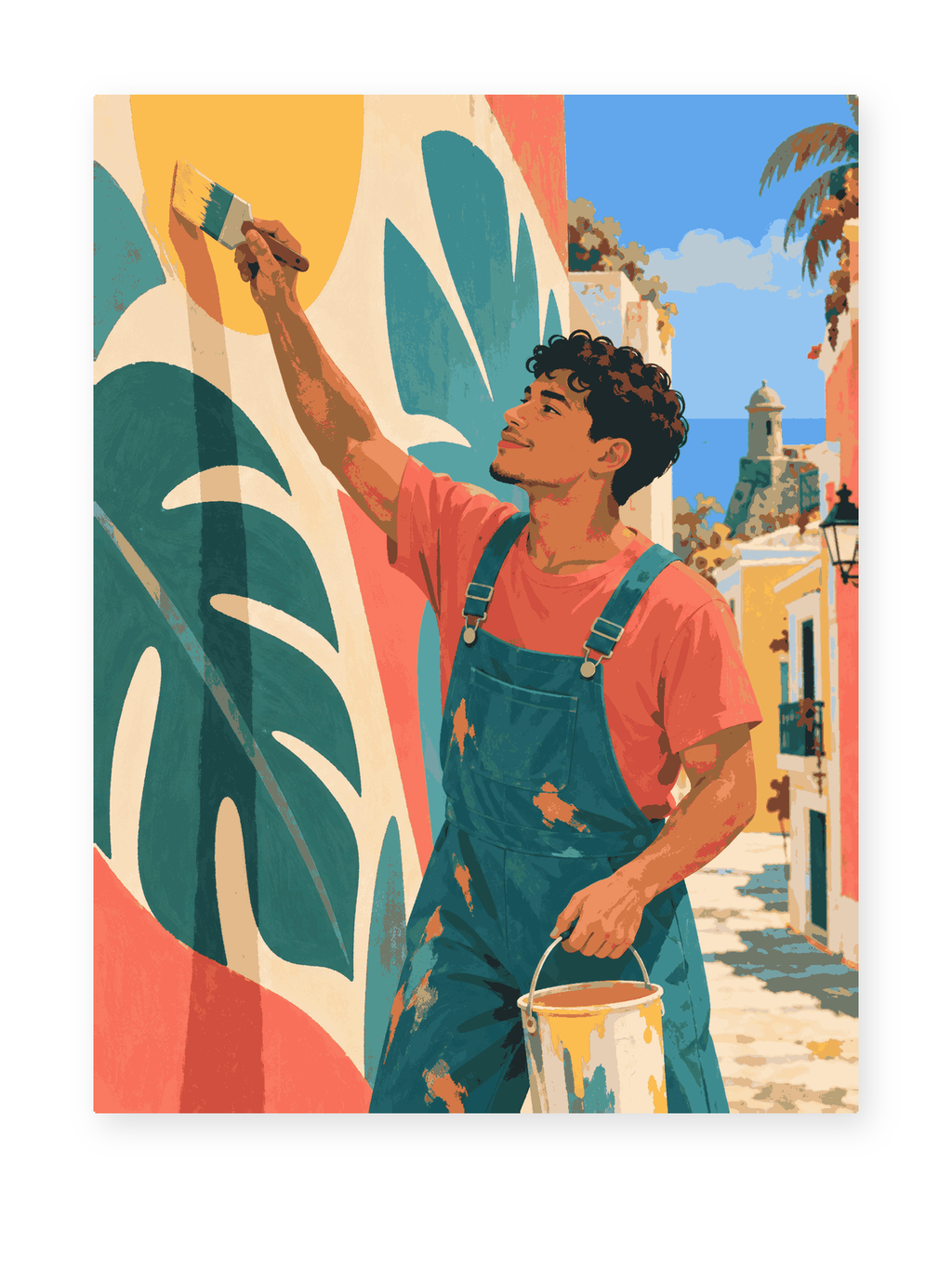 Puerto Rican Muralist portrait paint by numbers artwork for adults