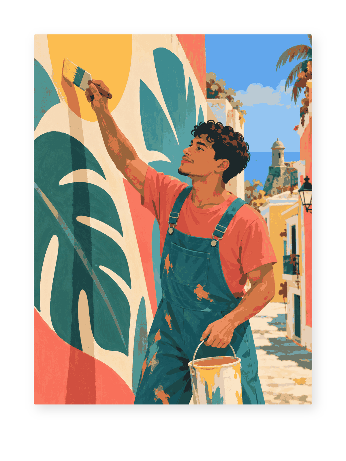 Puerto Rican Muralist portrait paint by numbers artwork for adults