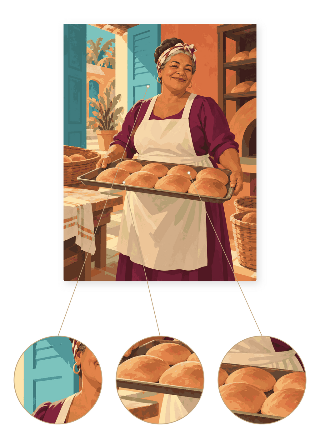 Dominican Baker finished portrait artwork detail