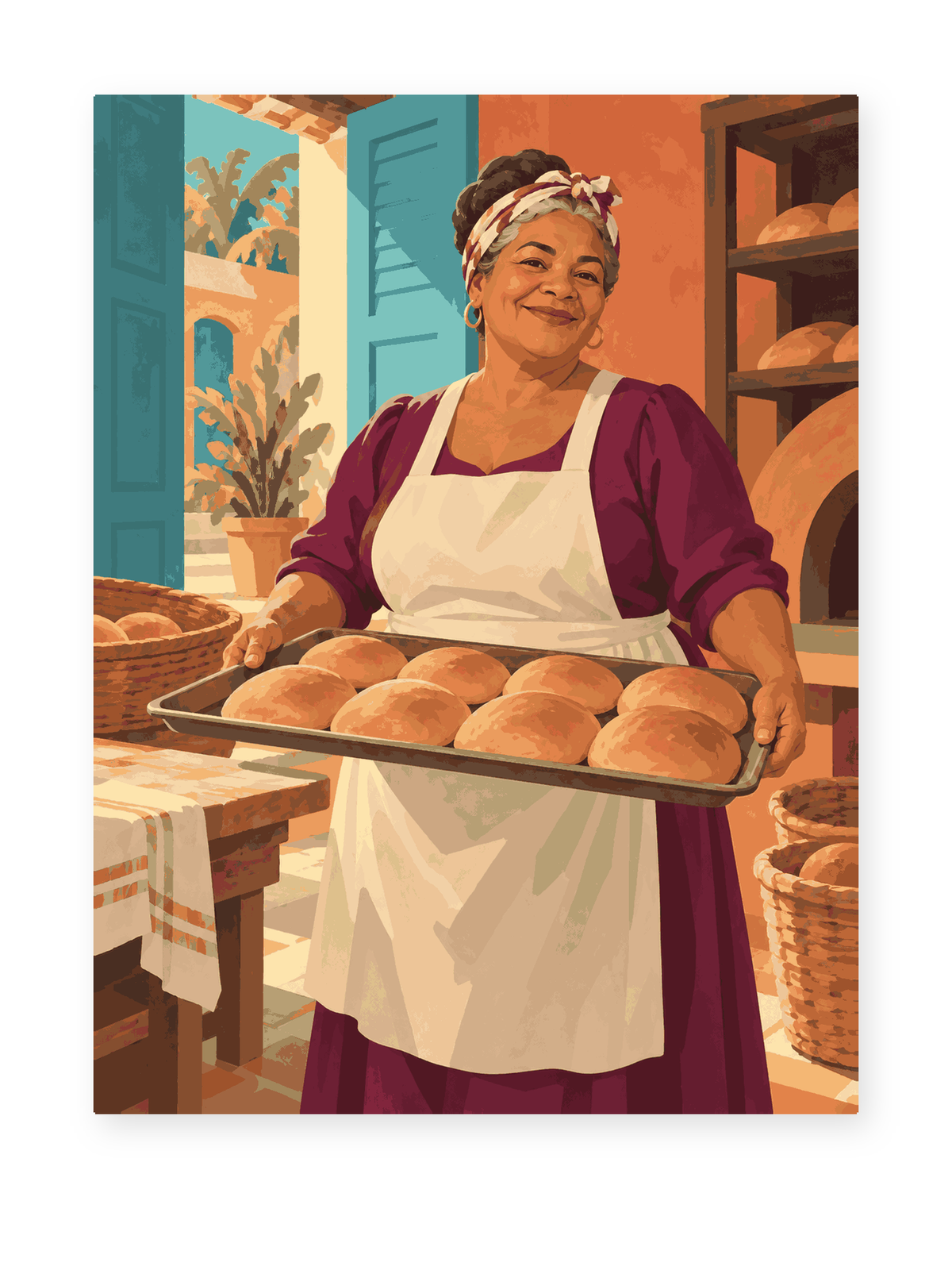 Dominican Baker portrait paint by numbers artwork for adults