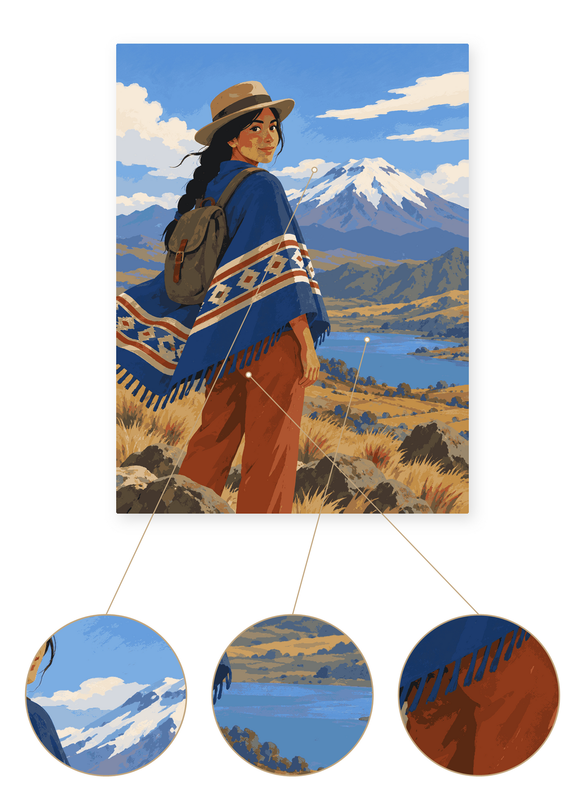 Ecuadorian Highland Traveler finished portrait artwork detail