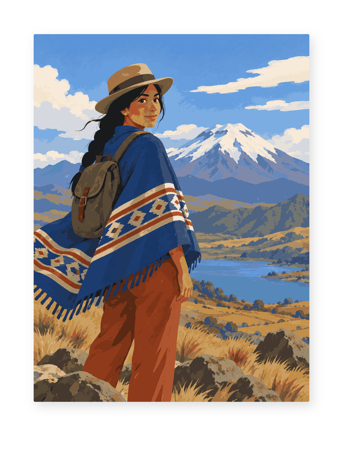 Ecuadorian Highland Traveler portrait paint by numbers artwork for adults
