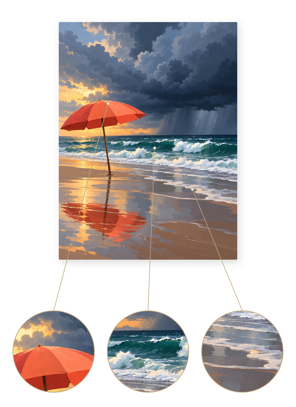 Stormy Beach finished seascape artwork detail