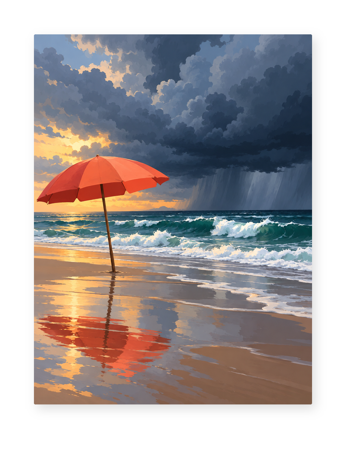 Stormy Beach coastal paint by numbers artwork for adults