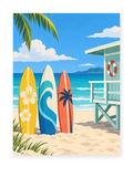 Surfboard Beach coastal paint by numbers artwork for adults