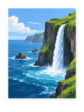 Coastal Waterfall coastal paint by numbers artwork for adults