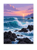 Sunset Waves coastal paint by numbers artwork for adults