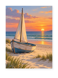 Beached Sailboat coastal paint by numbers artwork for adults
